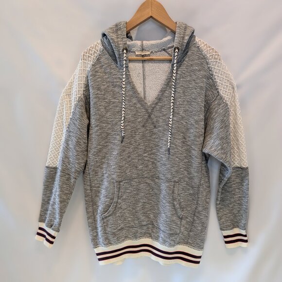 Mystree Tops - Mystree Lace Shoulder Distressed Hem Hoodie